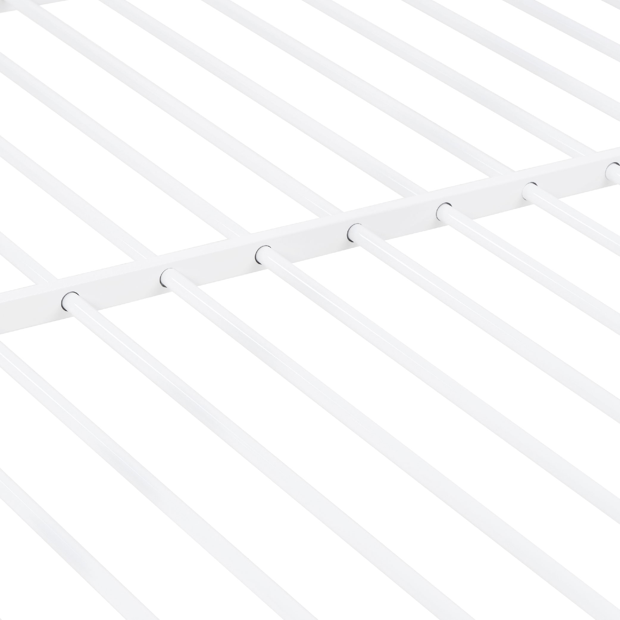 Full Over Full Bunk Bed, Heavy Duty Metal Bunk Bed Frame With Built-in Ladder And Safety Guard Rail, Low Metal Bunk Bed Frame For Kids, No Boxspring Required, For Small Spaces, White_voghion.com